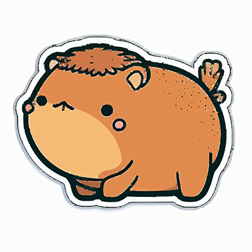 kawaii capibara, sticker, vector, white background, contour, cartoon style