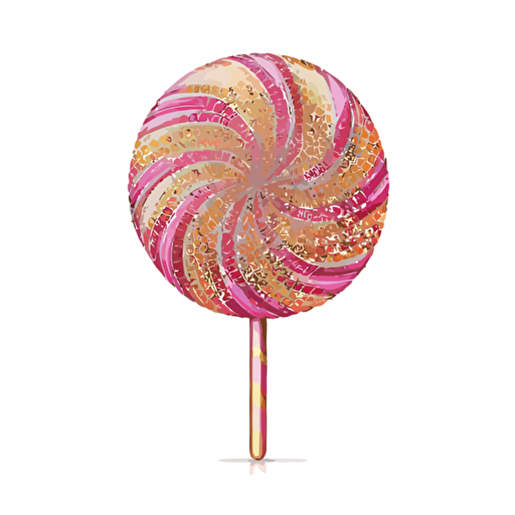 pink detailed lollipop, bright colors, vector, isolated on a white background