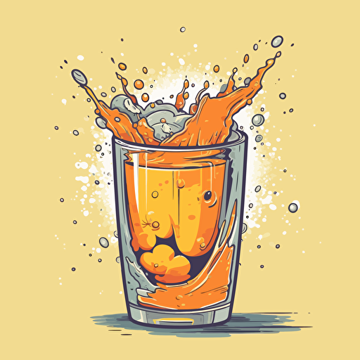 glass of juice splashing, cartoon, svg, vector