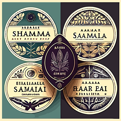 shamanic herbal labels for salves, flat, vector