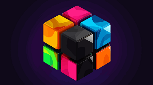 gaming logo, vector style, rubix cube, solid color background