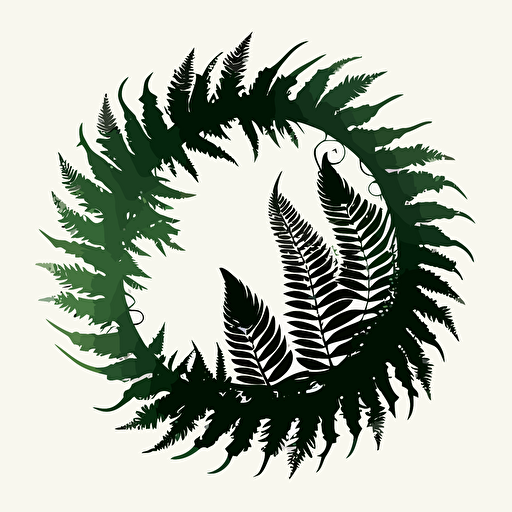 a simple vector image of a fern leaf and a feather making a circle
