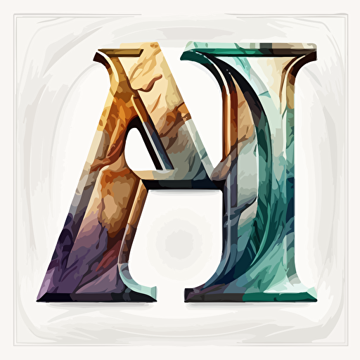 symbolic, Elegant, iconic logo of marble with letter A and Letter H in the middle, colorful vector, on white background