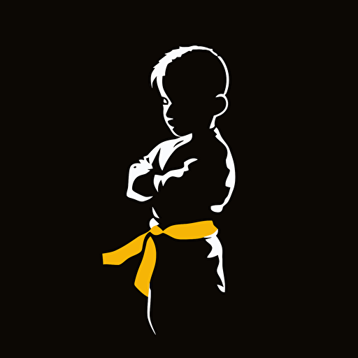karate pose black child logo long belt vector minimalistic 10 colours