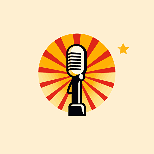 simple vector logo of a spotlight and microphone