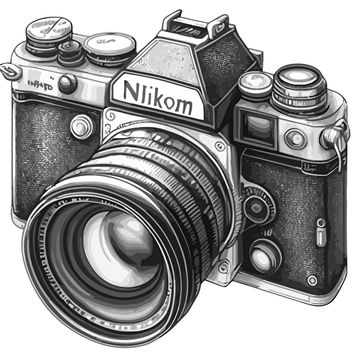 vector drawing of nikon camera