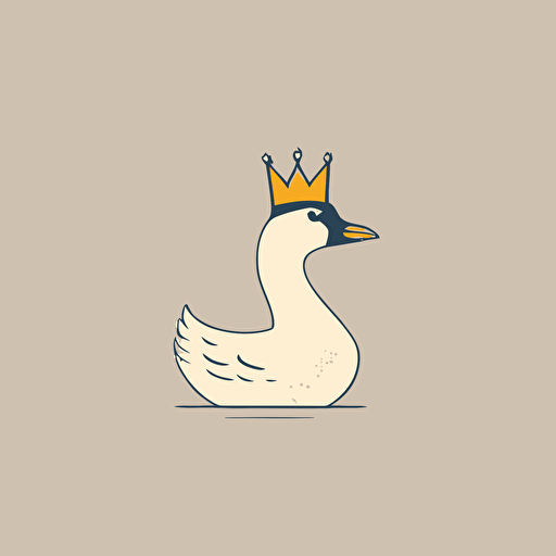 simple minimalist logo design that includes a fat goose wearing a crown. Vector. Clean background