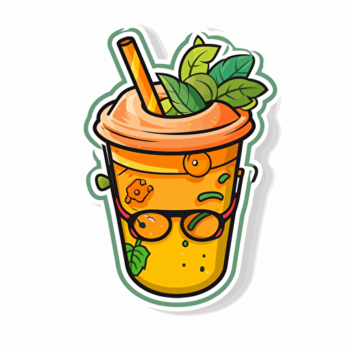juiceworld, Sticker, chill, warm colours, contour, vector, white background