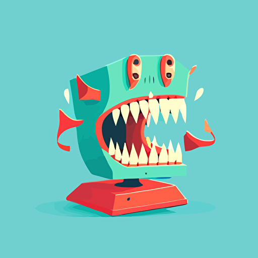 flat vector illustration of wind up Chattering Teeth