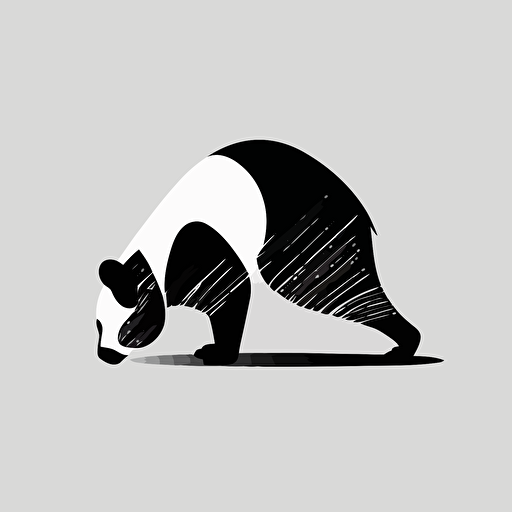 abstract vector logo of a black and white panda. Downward dog yoga pose. Minimal. Clean. Basic.