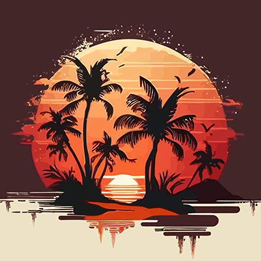 palms, beach, vector,