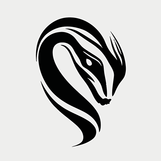 simple, modern iconic logo of snake black vector, on white background