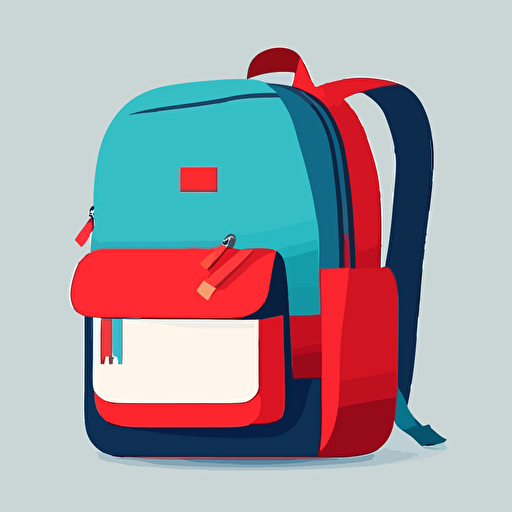 flat vector art style kids backpack simple red blue no detail