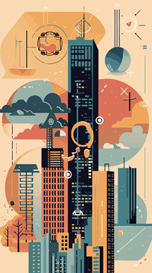 vector, collage of real-world assets (e.g., real estate, art, commodities) transitioning into digital tokens