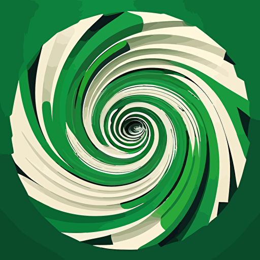 flat vector art, 2 colors, white swirl vortex, green background