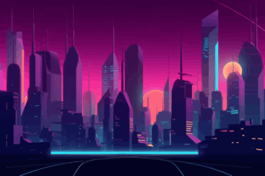 futuristic tech, tech illustration, flat, vector, unreal engine, vector illustration, futuristic city