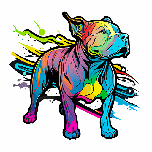Graffiti style Pitbull dog, Sticker, Joyful, Neon, Anime, Contour, vector illustration