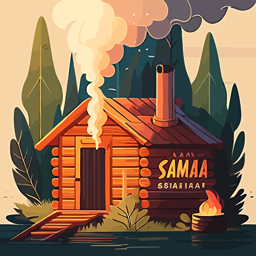sauna illustration, simple, vector, steam