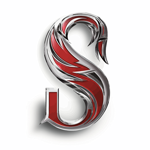 S N Logo, red and grey, white background, high details, vector