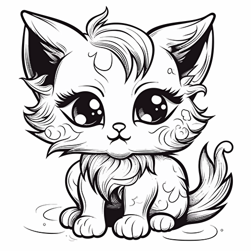vector image for a coloring page of a cute kitty ned khloe