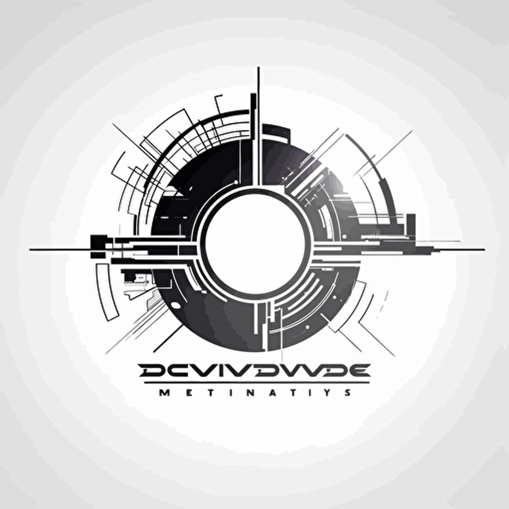 2D vector logo metaverse in minimalism cyberpunk style. Background white
