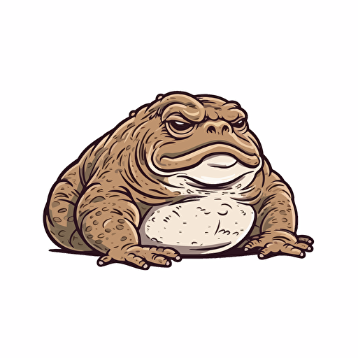 flat vector logo of a grumpy wrinkly hairy old toad, minimalistic, white background