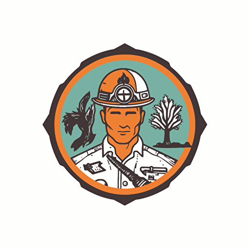 a emblem design for a trades business, cheeky tradie, clean, mindful mental health, vector