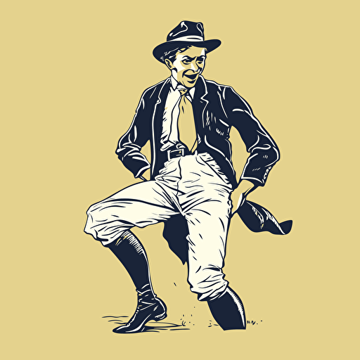 very funny Kentucky derby jockey pants down while he's riding his horse, vector,