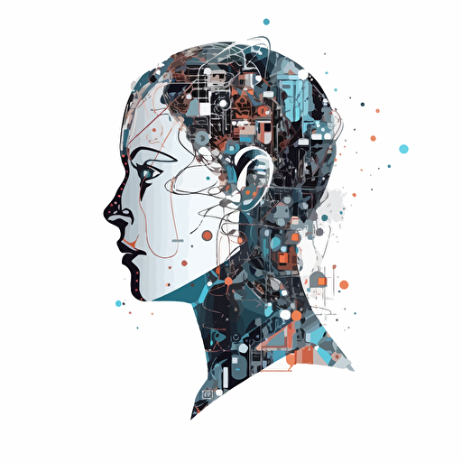 2d flat vector, white background, artificial intelligence