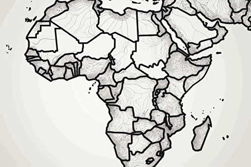 outline map of Africa high resolution, vector black line on white background,