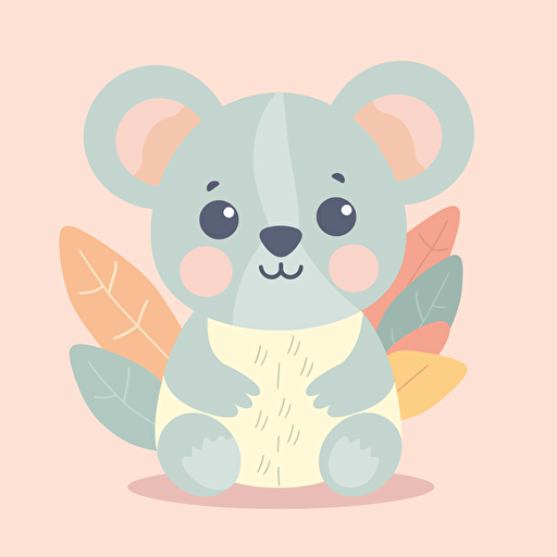A flat vector illustration of a cute animal in pastel colors