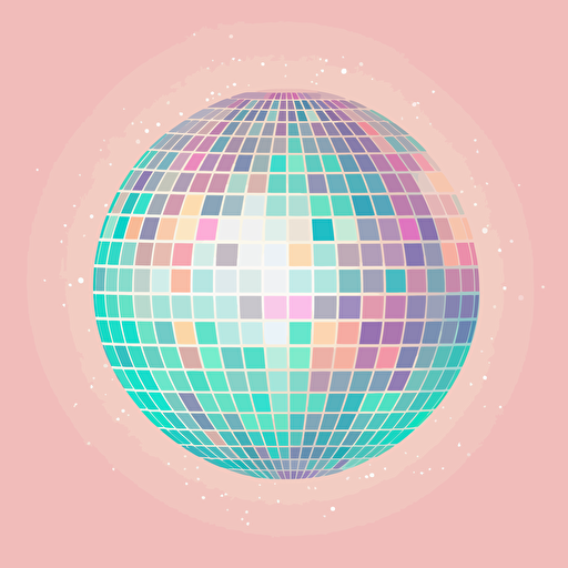 disco ball vector illustration in the style of wacom in pastel colours