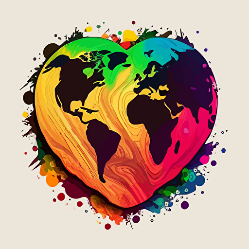 color and love on the earth, no background,, vector, log, flat, simple