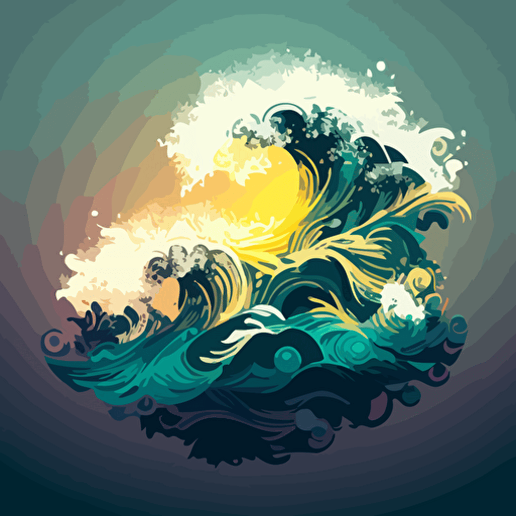 sea waves, vector illustration, art, design, gradient