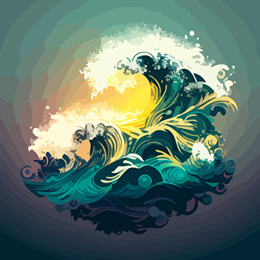sea waves, vector illustration, art, design, gradient