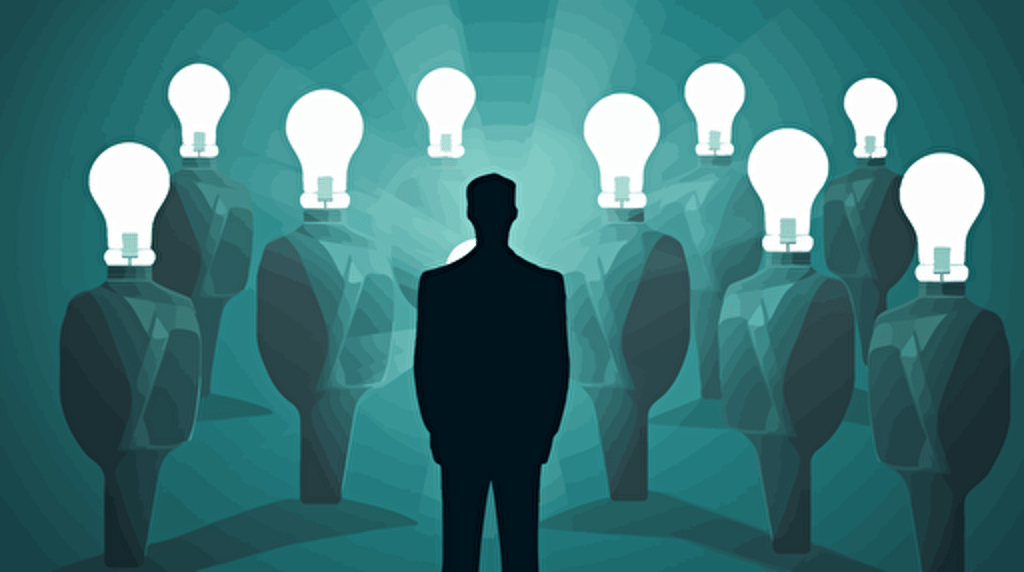 thought leadership concept, vector illustration, grey and dark teal colors