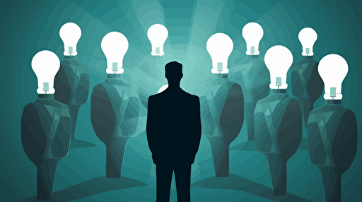 thought leadership concept, vector illustration, grey and dark teal colors