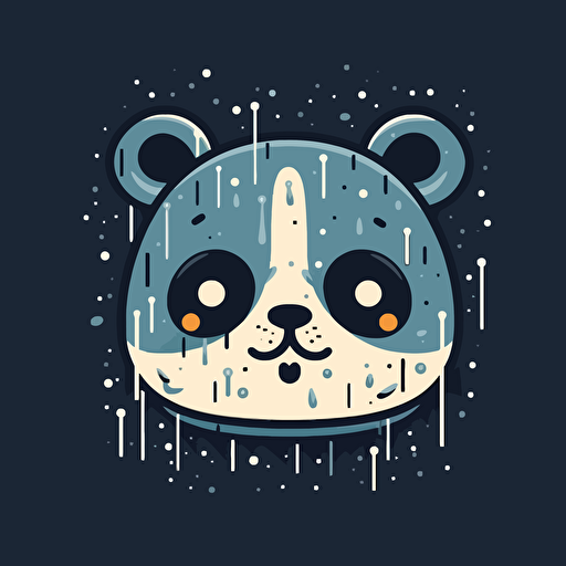 Cute Panda in the rain, comic vector illustration style, flat design, minimalist logo, minimalist icon, flat icon, adobe illustrator, cute, Simple