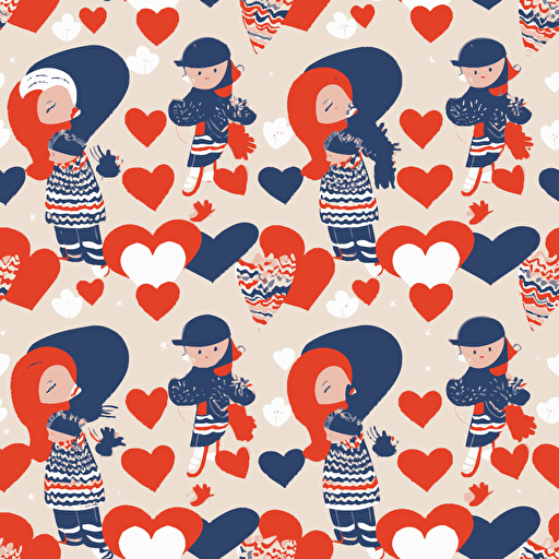 Vector hearts and children hugging flag