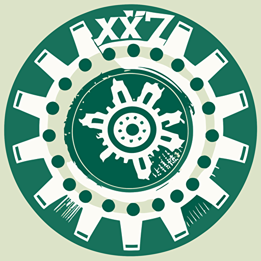 1 color logo of a gear with the letters "XYZ" in the center, simple, flat, vector art