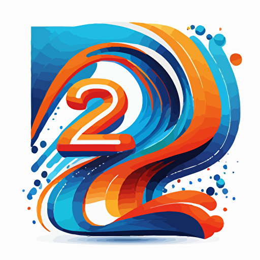 year 2023 vector, white background, predominant blue and orange colors, young