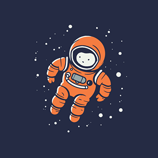 Cute Astronaut floating in space, comic vector illustration style, flat design, minimalist logo, minimalist icon, flat icon, adobe illustrator, cute, Simple