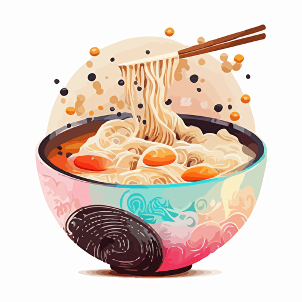 ramen bowl, vector art, white background
