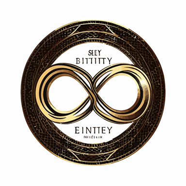 an emblem for a luxury jewelry brand: Infinity, isolated white background and solid lined black vector emblem