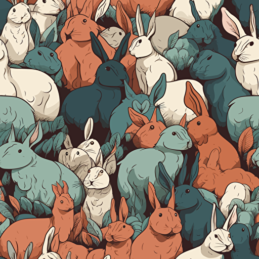 vector art of bunnies of various types and colors