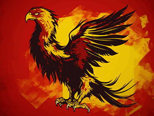 flag with yellow griffon on a red background, stylized, vector,