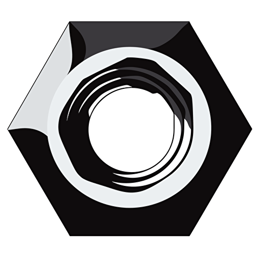 a basic 6 sided pal nut fastener. black and white. symmetrical. silohette. vector clipart