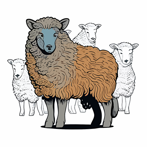 wolves are in sheep's wool , vector, illustration, full color, hd, cartoon, contour, white background