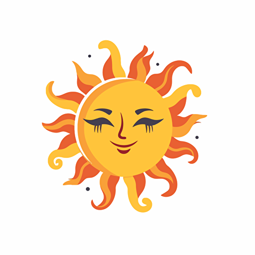 flat vector illustration of the sun a white background