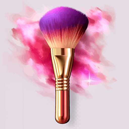luxury expensive makeup brush, big brush, pink purple, golden body, illustration, vector art, 2d game art, transparent background